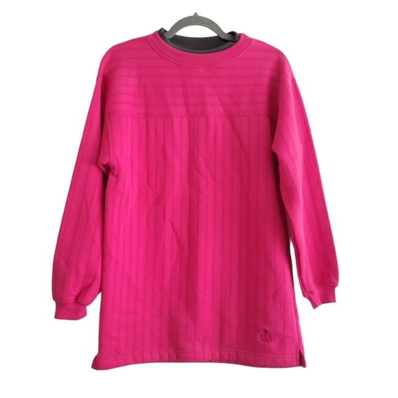 VTG USA Olympics JCPenny Pink Vertical Ribbed Long Sleeve Pullover Sweatshirt - Picture 1 of 5